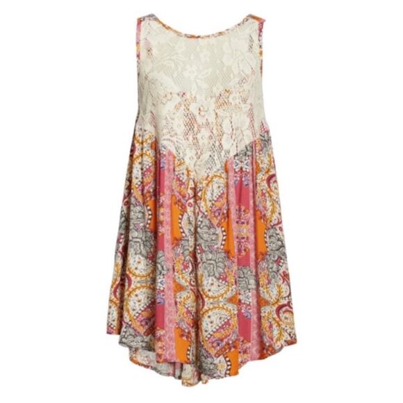 Free People Count Me In Trapeze Top in Floral Combo size Medium - Picture 8 of 16